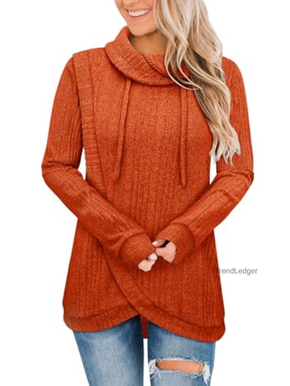Lightweight Tunic Sweater Pullover Turtle Neck Long Sleeve Stretchy Soft
